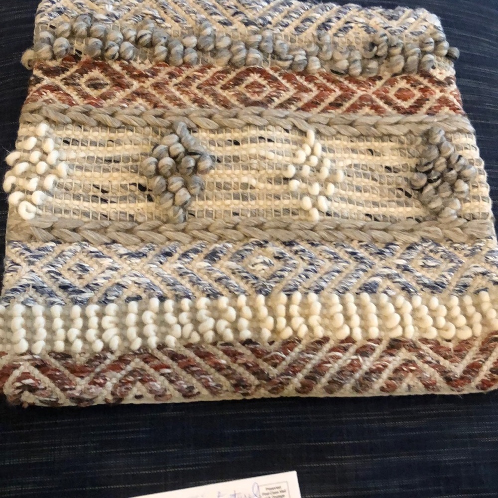 NWOT (3) Pillow covers in cream, blue & dark coral
